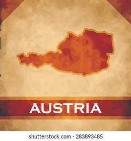 The map of Austria on parchment with dark red ribbons