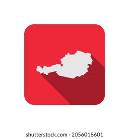 Map of Austria on red square with long shadow