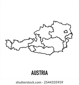 Map of austria - outline. Silhouette map vector illustration