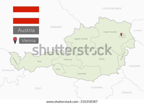 Map Austria Region Borders Administrative Division Stock Vector Royalty Free 310358387