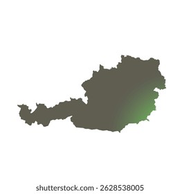 Map of Austria, sign silhouette. World Map Globe. Vector Illustration isolated on white background. Europe continent.