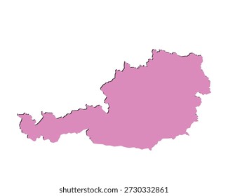 Mapa de Austria, silueta de signo. Mapa mundial Globe. Ilustración vectorial aislada sobre fondo blanco. Continente europeo.
