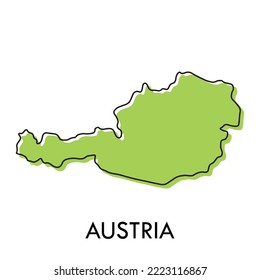 Map of Austria - simple hand drawn stylized concept with sketch black line outline contour map. Vector illustration isolated on white. European country border silhouette drawing