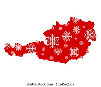 Map of Austria with snowflakes