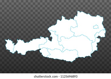 Map of Austria. Vector illustration on transparent background. Items are placed on separate layers and editable. Vector illustration eps 10.