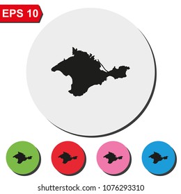 Map of Autonomous Republic of Crimea round colorful vector icon.