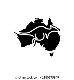 map of autralia Australia Flag map of australia country australia day Animals recognized by kangaroos in the country. vector template