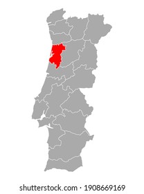 Map of Aveiro in Portugal on white