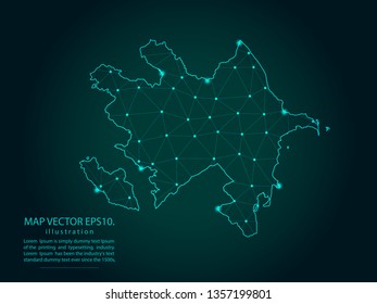 Map of Azerbaijan - Abstract mash line and point scales on dark gradient background. Wire Frame 3D mesh polygonal network line, design sphere, dot and structure. Vector illustration eps 10. 