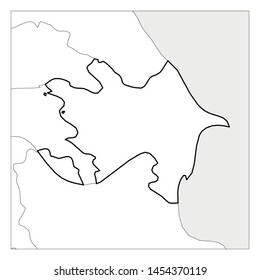 Map of Azerbaijan black thick outline highlighted with neighbor countries.
