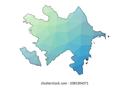 Map of Azerbaijan - Blue Geometric Rumpled Triangular , Polygonal Design For Your . Vector illustration eps 10.