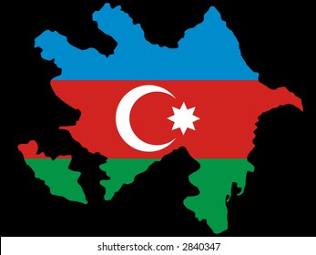 map of Azerbaijan and flag illustration