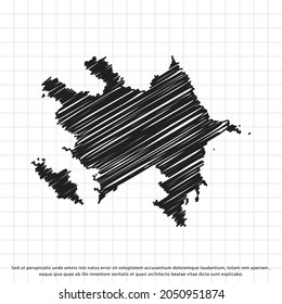 Map of Azerbaijan freehand drawing on a sheet of exercise book. Vector illustration.