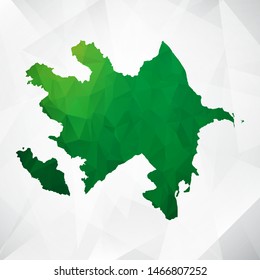 Map of Azerbaijan - Green Geometric Rumpled Triangular , Polygonal Design For Your . Vector illustration eps 10