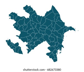 Map of Azerbaijan - High detailed on white background. Abstract design vector illustration eps 10.