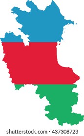 map of Azerbaijan with the image of the national flag