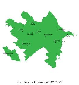 map of Azerbaijan with main cities