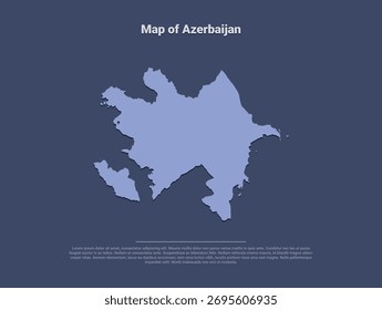 Map of Azerbaijan, minimalist vector silhouette in soft blue on dark background