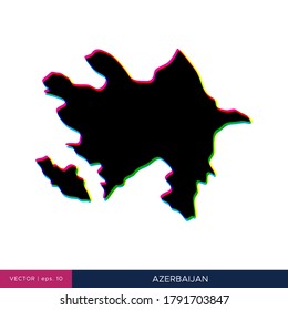 Map of Azerbaijan in multicolor style on the border vector design template