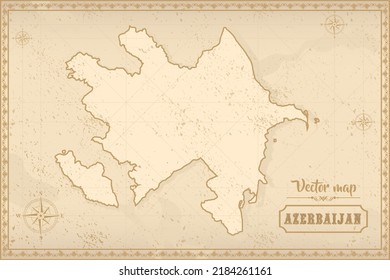 Map of Azerbaijan in the old style, brown graphics in retro fantasy style svg