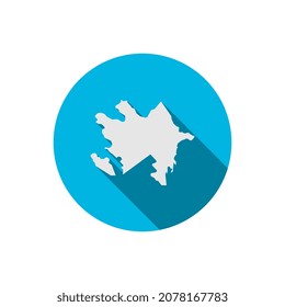Map of Azerbaijan on Blue circle with long shadow
