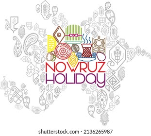 map azerbaijan ornament national vector and nowruz holiday