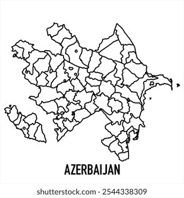 Mapa de Azerbaiyán - esbozo. Ilustración vectorial de mapa de silueta