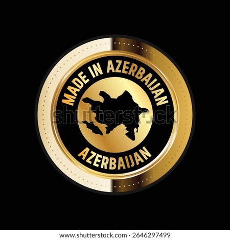 Map of Azerbaijan. Vector illustration. Logo, Icon, and Symbol. Azerbaijan map gold seal. 
