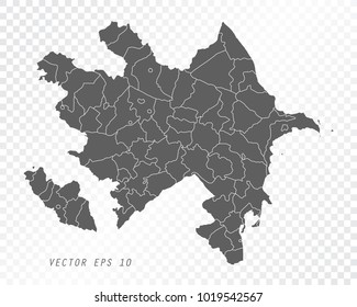 Map of Azerbaijan , vector illustration on transparent background. Items are placed on separate layers and editable.
