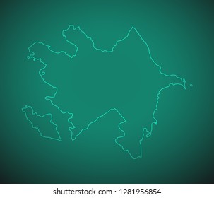 Map of Azerbaijan,Green map on dark background. Vector illustration eps 10.