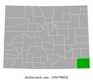 Map of Baca in Colorado on white