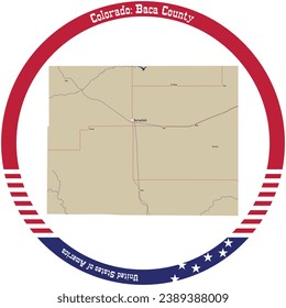 Map of Baca County in Colorado, USA arranged in a circle.