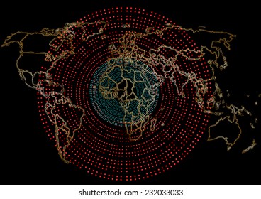 Map background,Abstract graphics, spring colors,Word map.Global network connection. World map point and line composition concept of global business. Vector Illustration