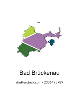 Mapa de Bad Bruckenau. Plantilla de diseño de vectores sobre fondo blanco