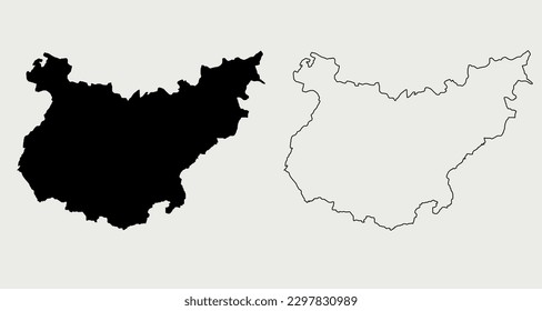 Map of Badajoz - Extremadura - Spain region outline silhouette graphic element Illustration template design
