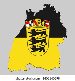 Map of Baden Wurtemberg is a state Germany with flag. Vector Illustration