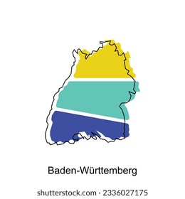 Karte von Baden-Württemberg, Design-Illustration, Vektorsymbol, Zeichen, Umriss, Weltkarte, internationale Vektorvorlage auf weißem Hintergrund