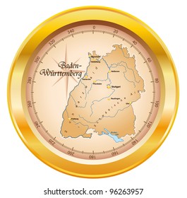 Map of Baden-Wuerttemberg as a compass
