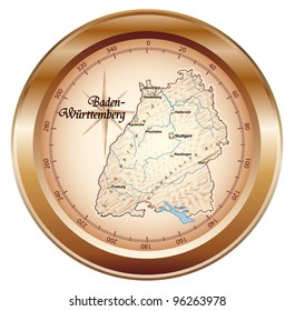 Map of Baden-Wuerttemberg as a compass