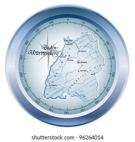 Map of Baden-Wuerttemberg as a compass