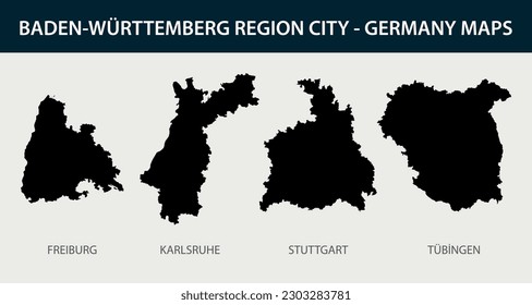 Stadtplan Baden-Württemberg - Deutsche Karte Skizze Silhouette Grafik-Element Illustration Template Design
