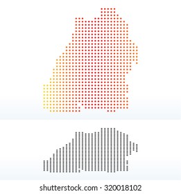 Map of Baden-Wurttemberg, Germany with Dot Pattern
