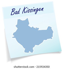 Map of Bad-Kissingen as sticky note in blue