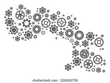 Map of Baffin Island designed with gray engine symbols. Vector abstract collage of map of Baffin Island with repair symbols. Engineering flat design for repair projects.