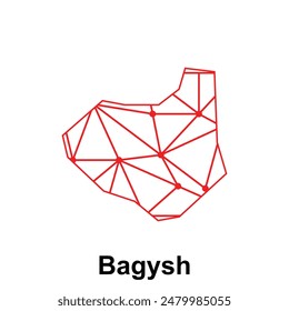 Map of Bagysh illustration design template, Map have all province and mark the capital city of Kyrgyzstan, suitable for your company
