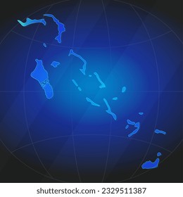 Map of Bahamas in blue color. Template for website, annual report, news, infographics. Vector Illustration 