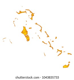 Map of Bahamas- Map of the city and each border separately. Yellow Gold eps Vector Illustration 10