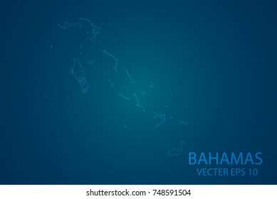 Map of bahamas - High detailed White fluorescent map on Blue background. Abstract design vector illustration eps 10.