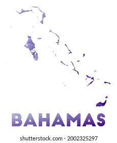 Karte von Bahamas. Low-Poly-Illustration des Landes. violettes geometrisches Design. Polygonale Vektorgrafik.