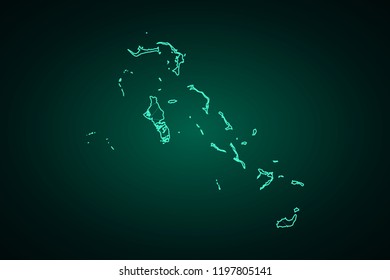 Map of Bahamas, network line, design sphere, dot and structure on dark background with Map Bahamas, Circuit board. Vector illustration. Eps 10